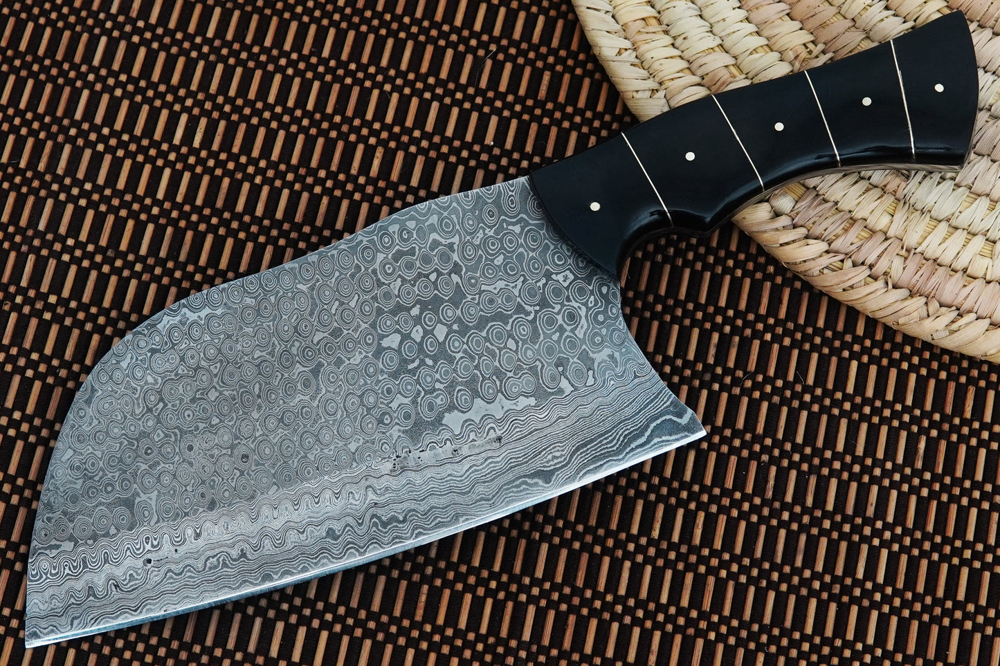 Custom Handmade Butcher Knife Damascus Steel Full Tang Meat Cleaver Knife