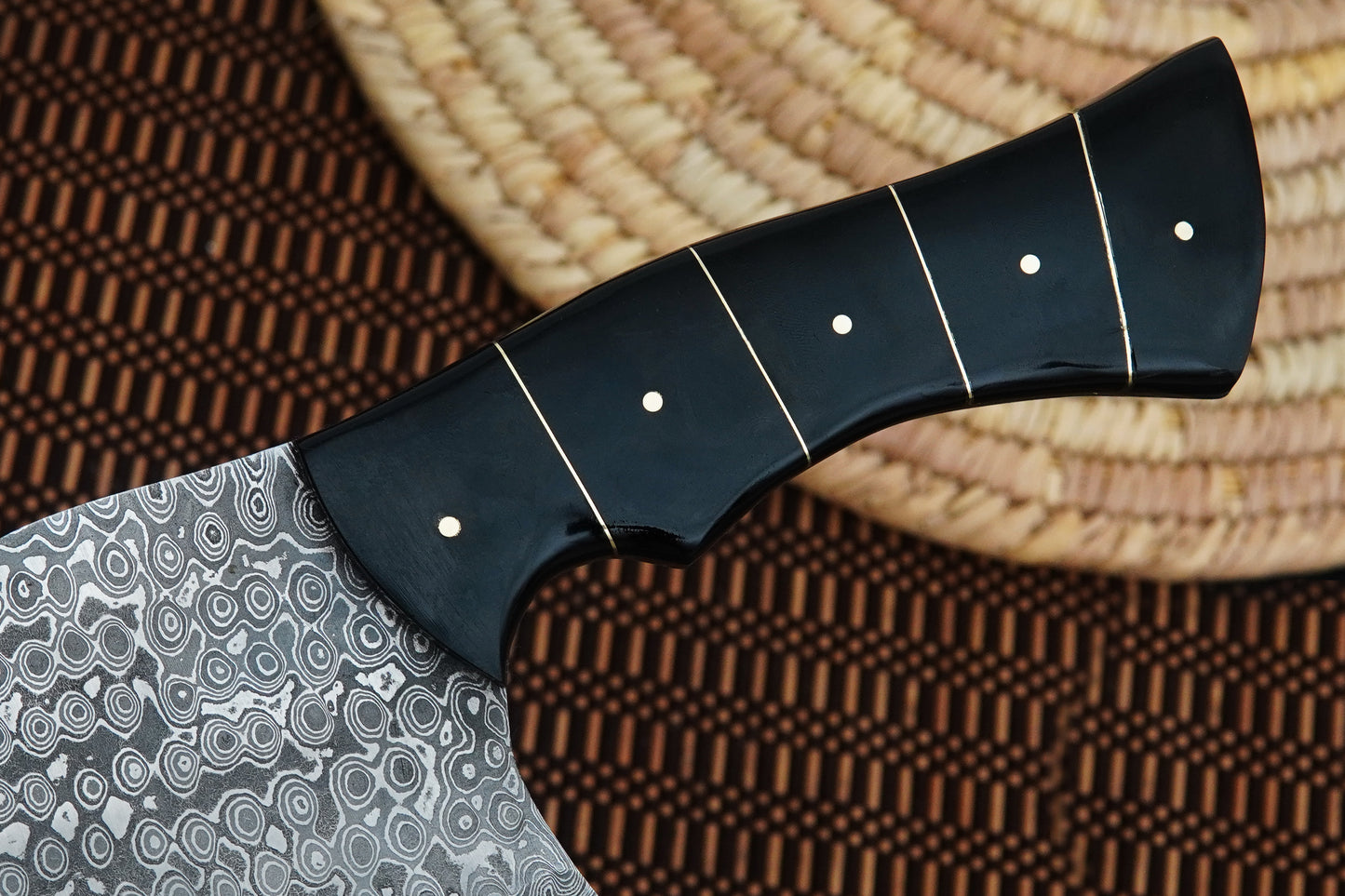 Custom Handmade Butcher Knife Damascus Steel Full Tang Meat Cleaver Knife