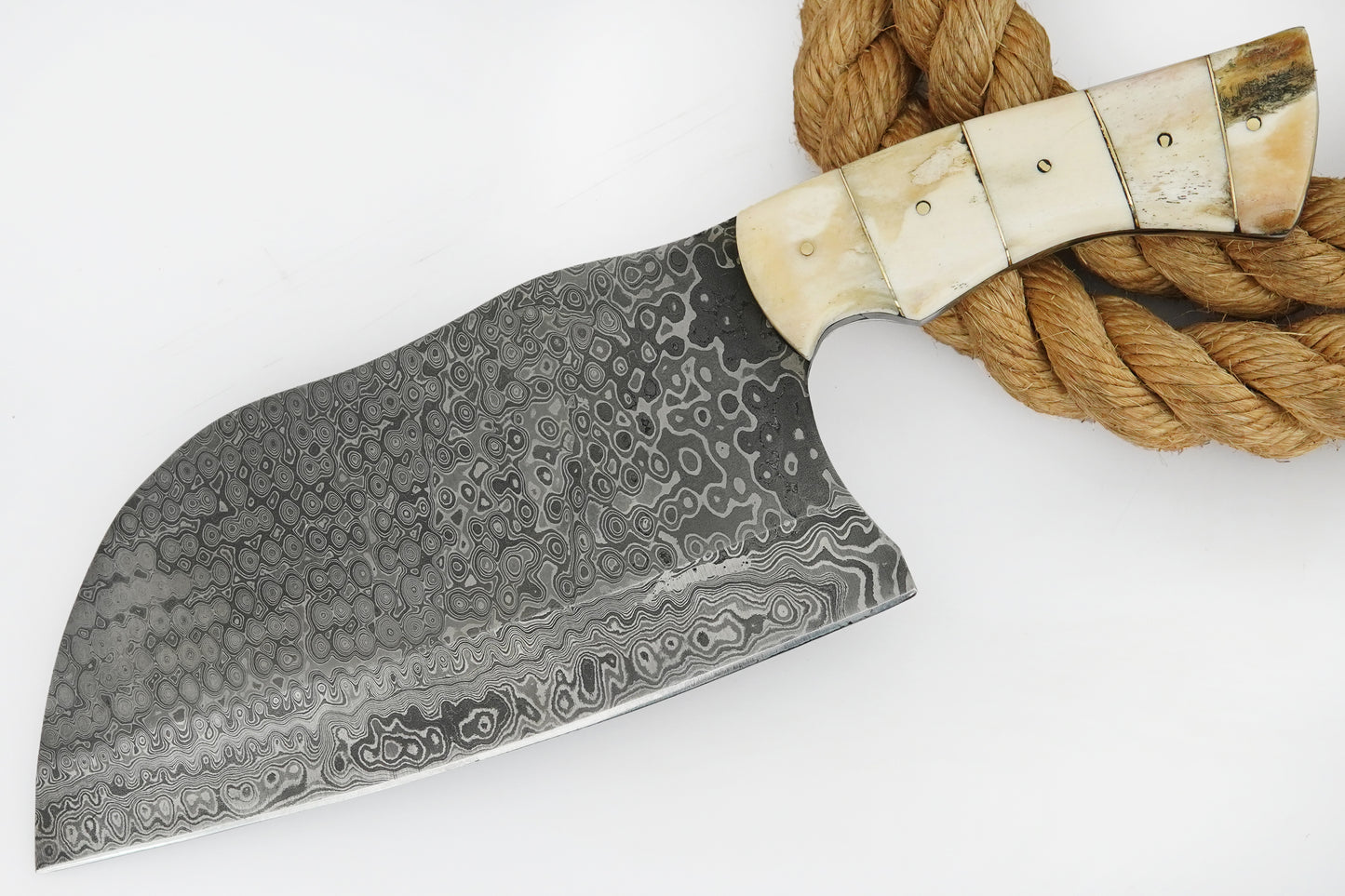 Custom Handmade Butcher Knife Damascus Steel Full Tang Meat Cleaver Knife