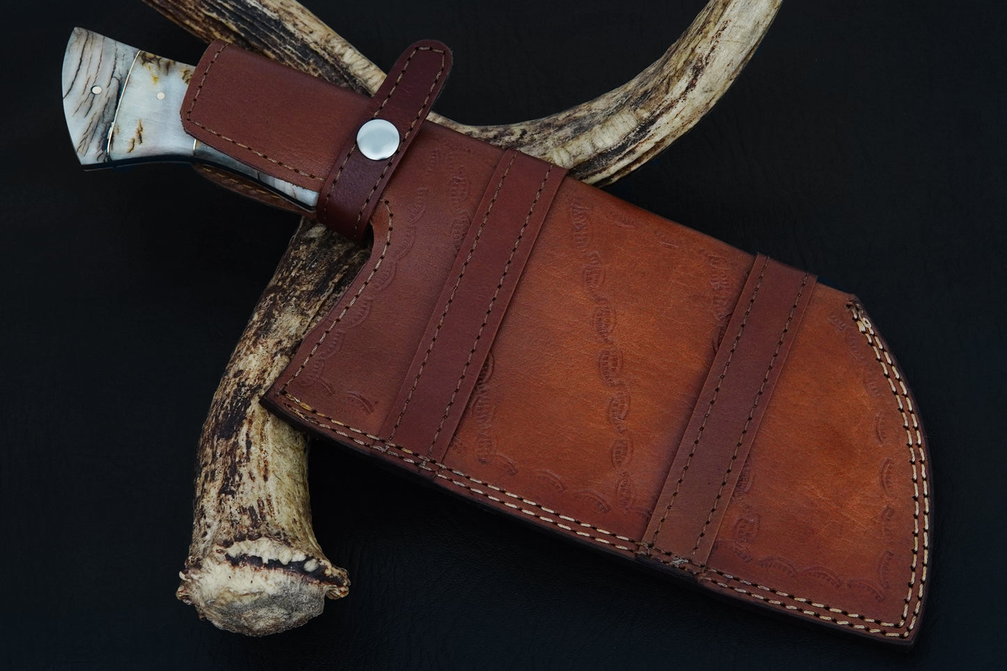 Custom Handmade Butcher Knife Damascus Steel Full Tang Meat Cleaver Knife