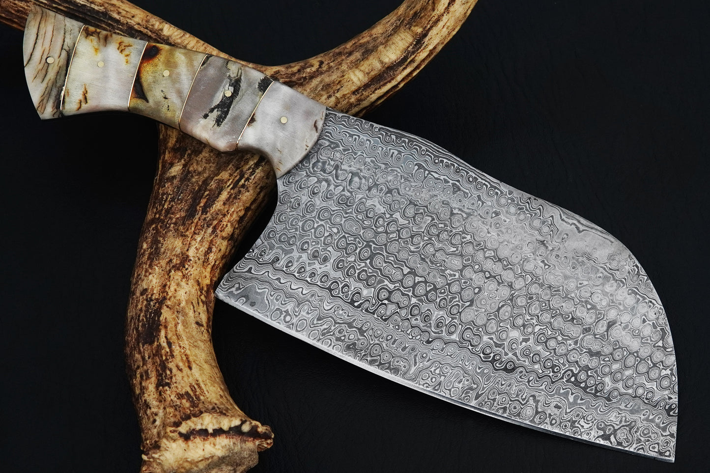 Custom Handmade Butcher Knife Damascus Steel Full Tang Meat Cleaver Knife