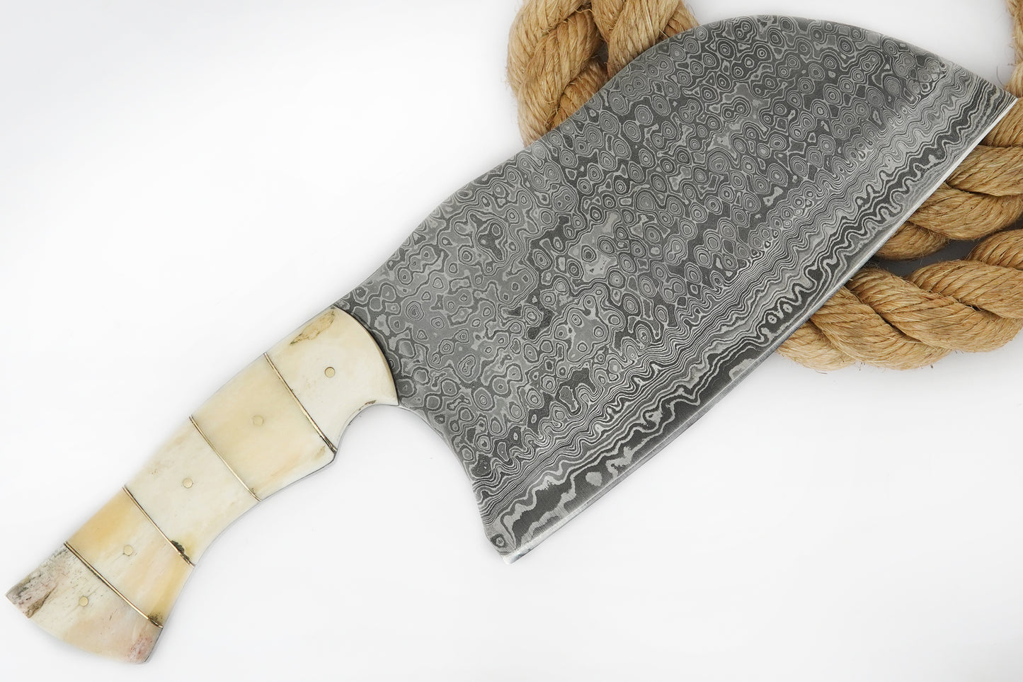 Custom Handmade Butcher Knife Damascus Steel Full Tang Meat Cleaver Knife