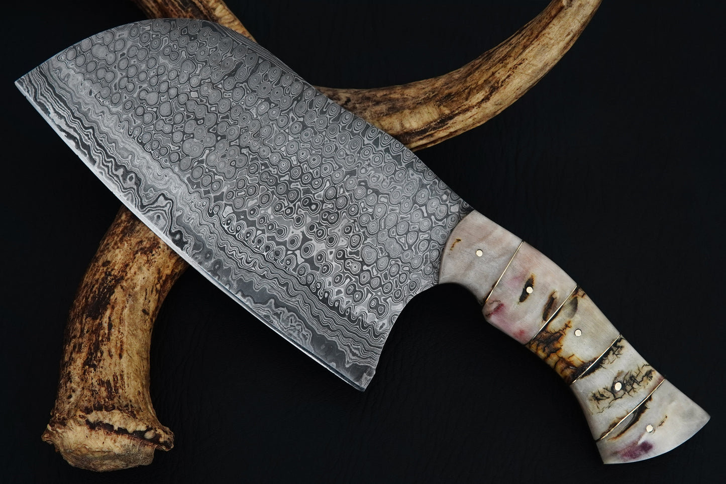 Custom Handmade Butcher Knife Damascus Steel Full Tang Meat Cleaver Knife