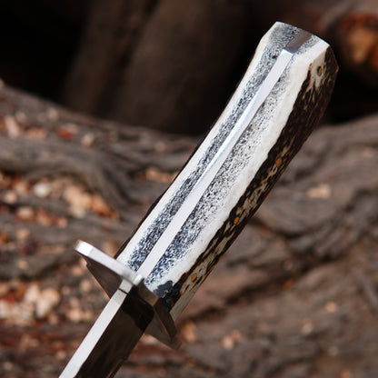 Artisan made bowie style knife designed for outdoor use and collection display.