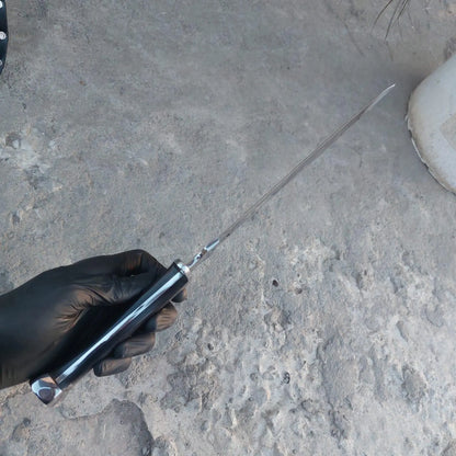 Handmade short sword alongside premium leather scabbard.