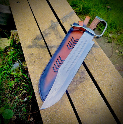 Large handmade D-Guard Bowie knife inspired by classic frontier design.