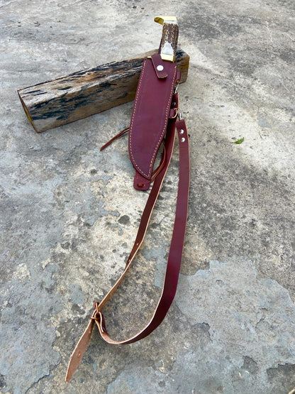Bazil Blades Handmade Bowie Knife — Heavy-Duty Fighting & Survival Bowie with Stag Handle and Professional Leather Sheath