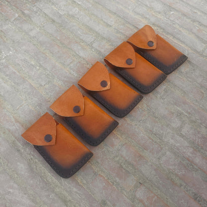 Leather pouch for pocket knife showing stitched edges and protective storage design.